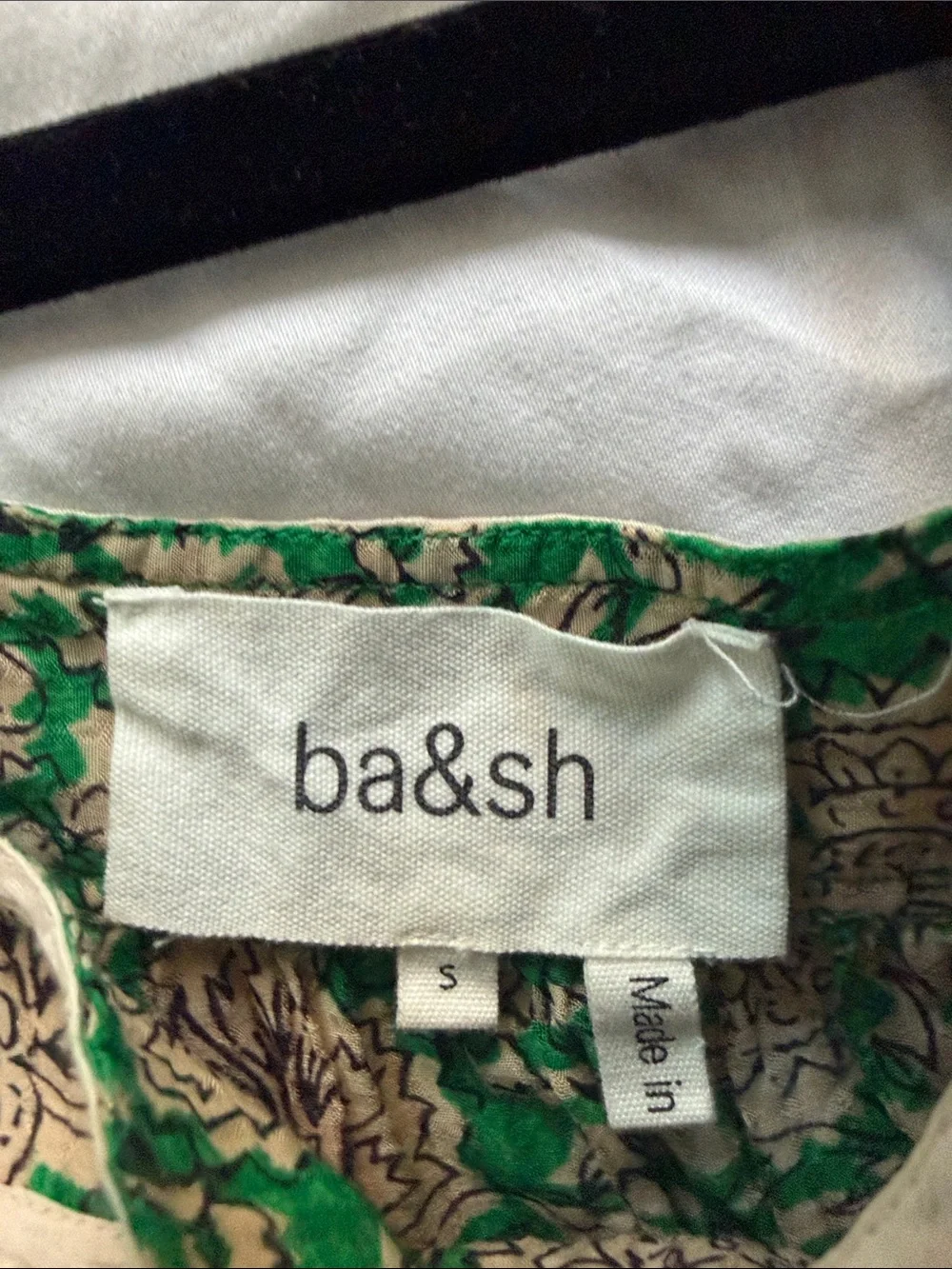 ba&sh Green and Cream Floral Sleeveless Blouse - Picture 4 of 5